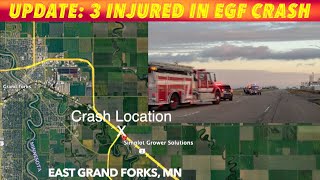 UPDATE 3 Injured In 2Vehicle Crash By East Grand Forks Sunday [upl. by Anivle]