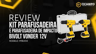 REVIEW KIT FURADEIRA E PARAFUSADEIRA E PARAFUSADEIRA DE IMPACTO 2 BATERIAS BIVOLT 12V VONDER PFBV012 [upl. by Garin453]