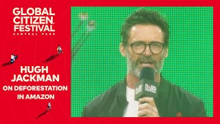 Hugh Jackman highlights the Amazon rainforest and deforestations impact  GCF NYC 2024 [upl. by Eatnuahc]