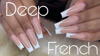 Watch Me Work Classic Deep French Nail Art Tutorial [upl. by Shivers]