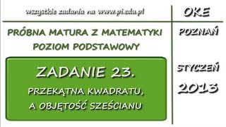 Zadanie 23 Matura próbna styczeń 2013 PP Stereometria [upl. by Dunham647]