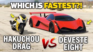 GTA 5 ONLINE  DEVESTE VS HAKUCHOU DRAG WHICH IS FASTEST [upl. by Rustie]