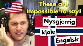 American Reacts to the 10 Hardest Norwegian Words to Pronounce [upl. by Nilre]