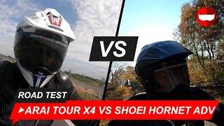 Arai Tour X4 vs Shoei Hornet ADV Adventure Full Face Helmet Road Test  ChampionHelmetscom [upl. by Gnouh]