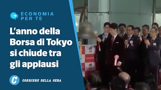 Tokyo applausi alla cerimonia di chiusura dell’anno della Borsa [upl. by Knudson]