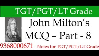 John Milton MCQ Part  8 Multiple choice questions Explained in Hindi [upl. by Shewmaker]