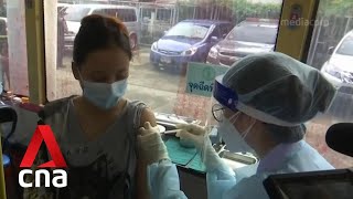 COVID19 Bangkok deploys mobile vaccination bus in bid to boost inoculations [upl. by Ymme202]