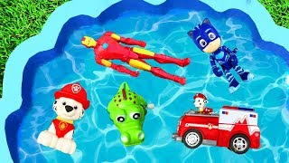 Learn Colors with Pj Masks Toys  Pool Toys For Kids  Animals Paw Patrol Learn Colors [upl. by Amieva]