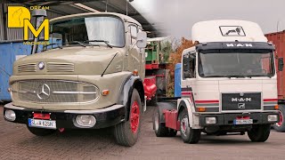 Big veteran truck meet historical harbor Scania Vabis MAN F8 Mercedes LP [upl. by Charla]