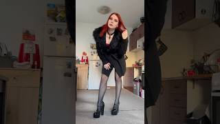 🖤 nylon tights tightsfashion tightsoutfits furcoat highhheels heels sheertights legs ootd [upl. by Hannahs]