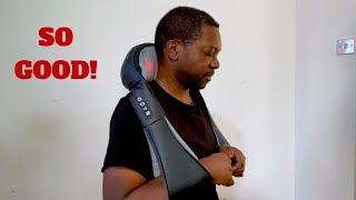 Snailax Shiatsu Neck Shoulder Massager with Heat  Cordless Shiatsu [upl. by Atinal166]