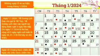 Lịch âm tháng 1 năm 2024 Lịch âm hôm nay Lịch vạn niên 2024 Ngày tốt xấu tháng 12024 [upl. by Myer]