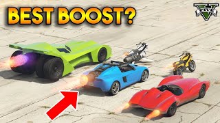 GTA 5 ONLINE  WHICH HAS STRONGEST BOOST OPPRESSOR MK II VIGILANTE SCRAMJET ETC [upl. by Dnalyar998]