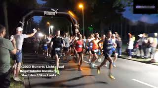 16092023 Bunerts Lichterlauf Regattabahn Duisburg Start des 10km Laufs [upl. by Ekusuy]