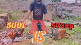 STIHL MS500I VS HUSQVARNA 572XP two incredible chainsaws [upl. by Cyprian205]