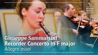 Giuseppe Sammartini Recorder Concerto in F major Allegro assai [upl. by Vinay]