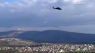 Turkish made attack helicopter firing at terrorists in Syria [upl. by Queridas]