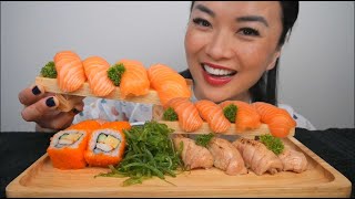 SALMON SUSHI FEST ASMR EATING SOUNDS NO TALKING  SASASMR [upl. by Chiou527]