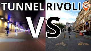 RUE RIVOLI 🎡 VS TUNNEL🚇 QUI EST LE PLUS RAPIDE  itinéraire vélo Paris [upl. by Aerdnuahs680]