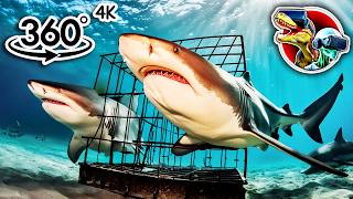 360° Scary Sharks Bite You in Cage  360 video 4K [upl. by Rabbi]