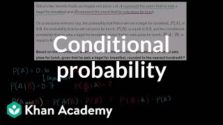 Calculating conditional probability  Probability and Statistics  Khan Academy [upl. by Pansy781]