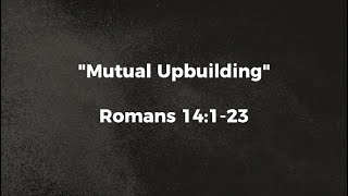 11324 Sermon  Mutual Upbuilding  Romans 14123 [upl. by Sirtemed]