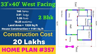 33×40 West Facing 2 Bhk House Design 1320 SqFt House Plan Vastu [upl. by Mollie]