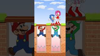 Double Bridge Challenge Part 2  Mario Bros Greedy or Not animation sonic shorts parody [upl. by Enelehcim]