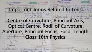 Important Terms related to Lens Chapter 9 Light Reflection and Refraction Class 10 Science [upl. by Yrem110]