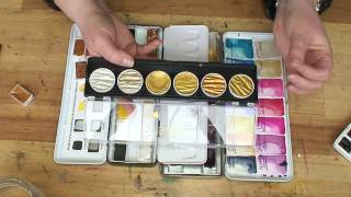 Kremer Gold Metallic Watercolor Paint WRONG SIDE UP  see channel for right side up video review [upl. by Alleinnad]