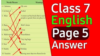 English  Class 7 page 5 solution  সপ্তম শ্রেণীর ইংরেজি পেজ ৫ এর উত্তর [upl. by Goth]