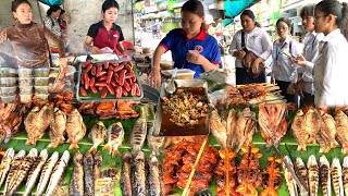 Food amp People Activities  Cambodian Daily Lifestyle  Delicious Grilled Fish Red Sausages amp More [upl. by Zetra687]