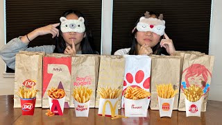 Blindfold Fast Food French Fry Taste Test  Janet and Kate [upl. by Eenerb882]