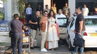 Priyanka Chopra  Nick Jonas Grand Entry At Mumbai Airport As They Leave For Udaipur With Family [upl. by Arrat]