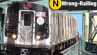 ⁴ᴷ N Trains wrongrailing through Queensboro Plaza [upl. by Ronile153]