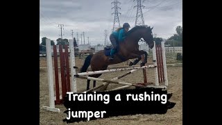 Training a horse who rushes jumps  Retrain your OTTB to not rush jumps [upl. by Marzi]