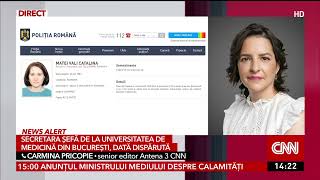 Secretara șefă de la Universitatea de Medicină din București dată dispărută [upl. by Putnem543]