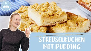 Streuselkuchen mit Pudding 🍰✨ wie bei Oma  Blechkuchen mit Pudding und Streuseln  Einfach Backen [upl. by Bander]