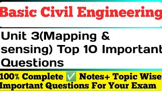 Basic Civil Engineering Unit 3 Important Question  Mapping and sensing important questions [upl. by Norrek]