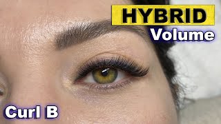 HYBRID LASH SET tutorial  eyelash extensions with B curl [upl. by Purse]