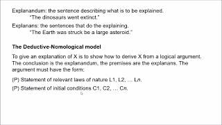 Scientific Explanation 1  The DeductiveNomological Model [upl. by Bainbridge787]