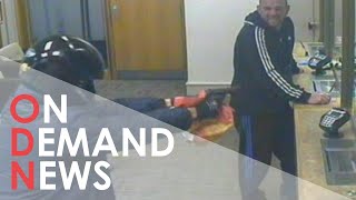 Bank robbery fail Man catches bank robber after spotting fake gun [upl. by Eniarrol]