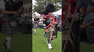 Drum Major Morgan leading Strathisla Pipe Band on the march at 2023 Dufftown Highland Games shorts [upl. by Ebberta]