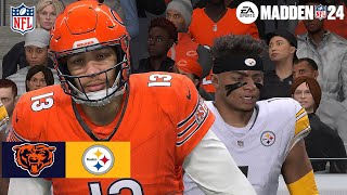 Madden 24 Caleb Williams Bears vs Justin Fields Steelers Madden 25 Updated Roster 2024 Sim Game Play [upl. by Haceber754]