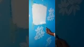 wall stencil design idea ।।home wall 3d wall painting design wallpainting youtubeshorts 3dart [upl. by Nnairrehs98]