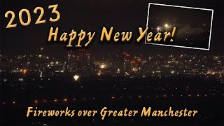 Happy New Year Greater Manchester fireworks from Werneth Low [upl. by Kluge]