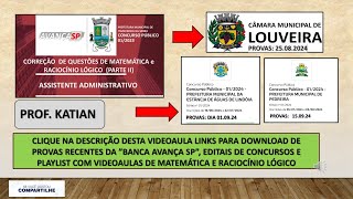 BANCA AVANÇA  Parte II  Questõe de matemática prova da Prefeitura de Itapecerica da SerraSP [upl. by Eema]