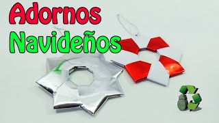 Adornos navideños de papel Fácil Reciclaje Ecobrisa [upl. by Swithin]