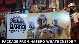 Unboxing the quotMando Maniaquot Gift Box from Hasbro MandoMania [upl. by Yelats]