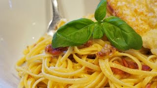 Italian Pasta Carbonara Recipe with Cheesy Garlic Bread [upl. by Eerahs834]